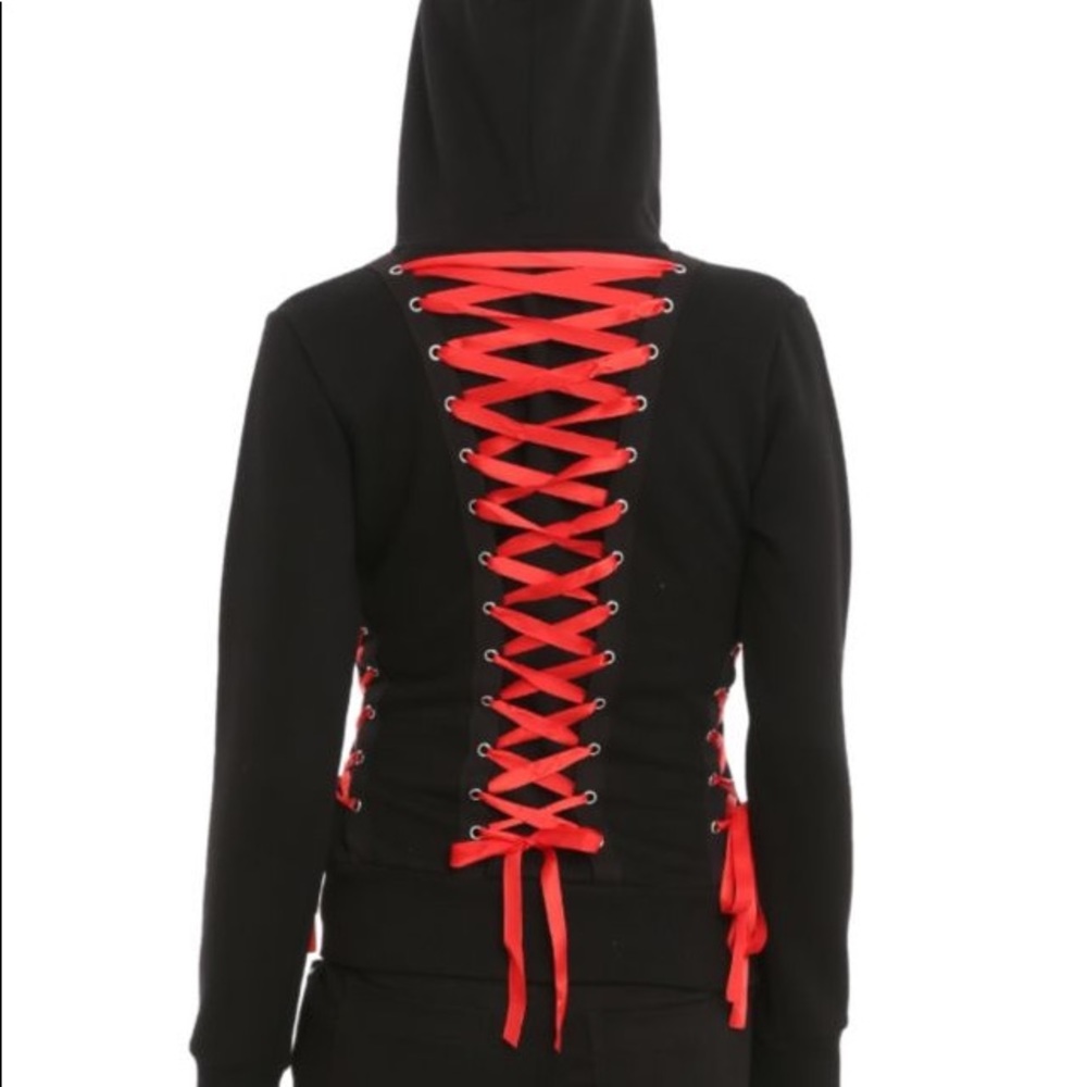 Hell Bunny corset lace up hoodie